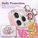 Designed for iPhone 14 Pro Max Case Pink Glitter Clear - Cute Bling Phone Case with Wrist Strap - Aesthetic Y2K Case for Woman, Girl 6.7" (Passion Flower)