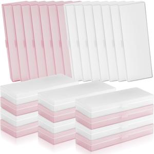 Fainne 36 Pieces Frosted Plastic Pencil Box Plastic Pencil Case Pencil Holder with Lid and Snap Closure Bulk for Office Stationery Pens Organizer Supplies(White Pink)