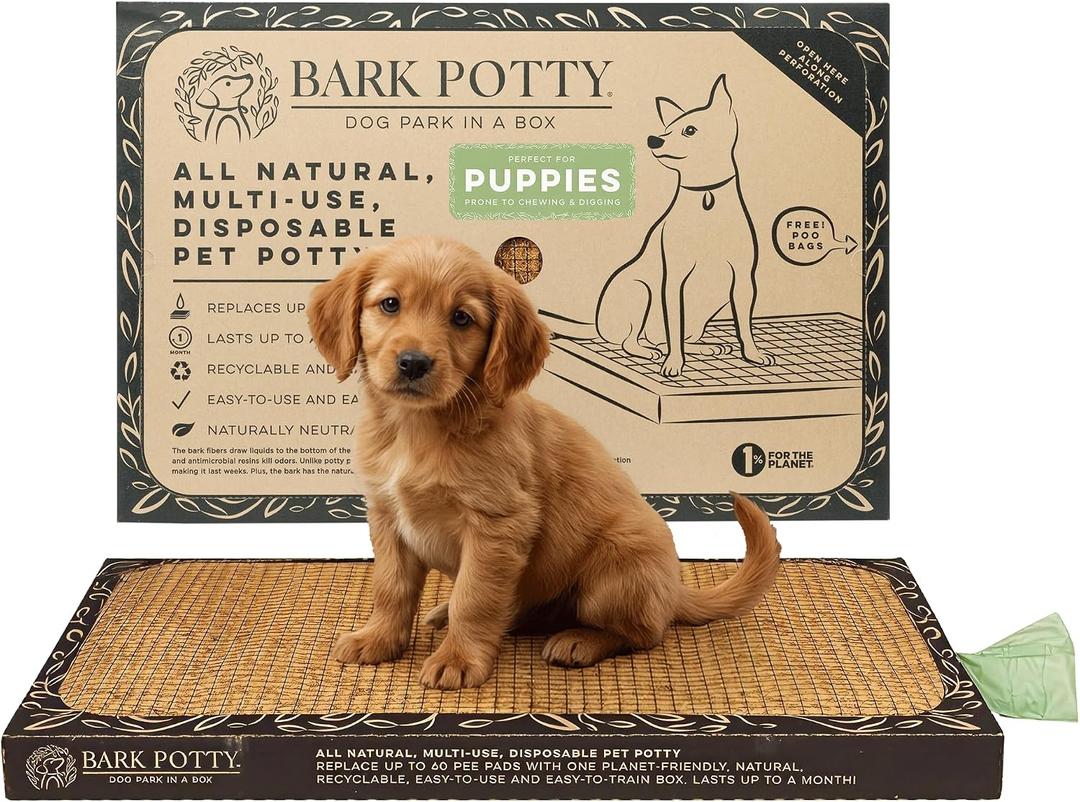 Puppy Bark Potty Natural Dog Potty for Small Dogs & Teething Puppies - Odor Neutralizing Reusable Indoor Solution for Apartments - Eco-Friendly Pee Pad Alternative - Standard 24x16