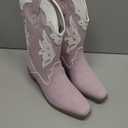 DREAM PAIRS Girls Cowgirl Cowboy Boots Western Fashion Mid Calf Boots, Size 4 Big Kid, Light Purple, SDBO2417K