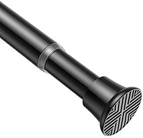 Black Spring Tension Curtain Rods 30-76 Inch,Adjustable Expandable Spring Loaded Curtain Rods No Drilling Suitable for Doors, Windows, Closet