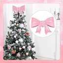 Gejoy Pink Bow Christmas Tree Topper Metal Bow Tree Topper 13.4 x 9.4 Inch Coquette Pink Christmas Ornament for Xmas Party Table Home Decorations