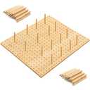 Kigley 3 Pcs Bamboo Wood Pegboard Drawer Organizer with 32 Pegs Wooden Peg Board Drawer Shelf Organizer Adjustable Peg System for Dishes Plate Pot Container Cookware Utensil Kitchen