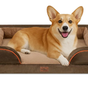 Comfort Expression Orthopedic Dog Bed for Large Dogs 35x22 Inch, Waterproof Supportive Egg Crate Foam Large Pet Bed with Removable Bolsters, Dog Couch with Washable Cover & Non-Slip Bottom, Brown