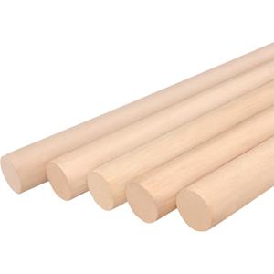 Wooden Dowel Rods 7/8 x 24 Inch Round Unfinished Hardwood Craft Sticks for DIY Lollipops Cake Support, 25 Pieces