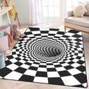 Optical Illusion Rug 2' x 3' 3D Area Rug Black and White Doormat Vortex Carpet Floor Mat for Kids Boys Girls Entryway Bedroom Living Room
