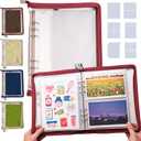 Navy Peony Wander Keeper Stationery Binder (Bordeaux Wine) - True A5/A6 Sleeves, Curated Travel Colors, Durable Zipper Organizer - for Stickers, Postcards, Photo Cards