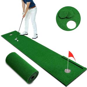 Putting Green Golf Putting Mat Non-Slip Professional Practice Trainning Mat for Indoor Outdoor, 20 inches x 106"