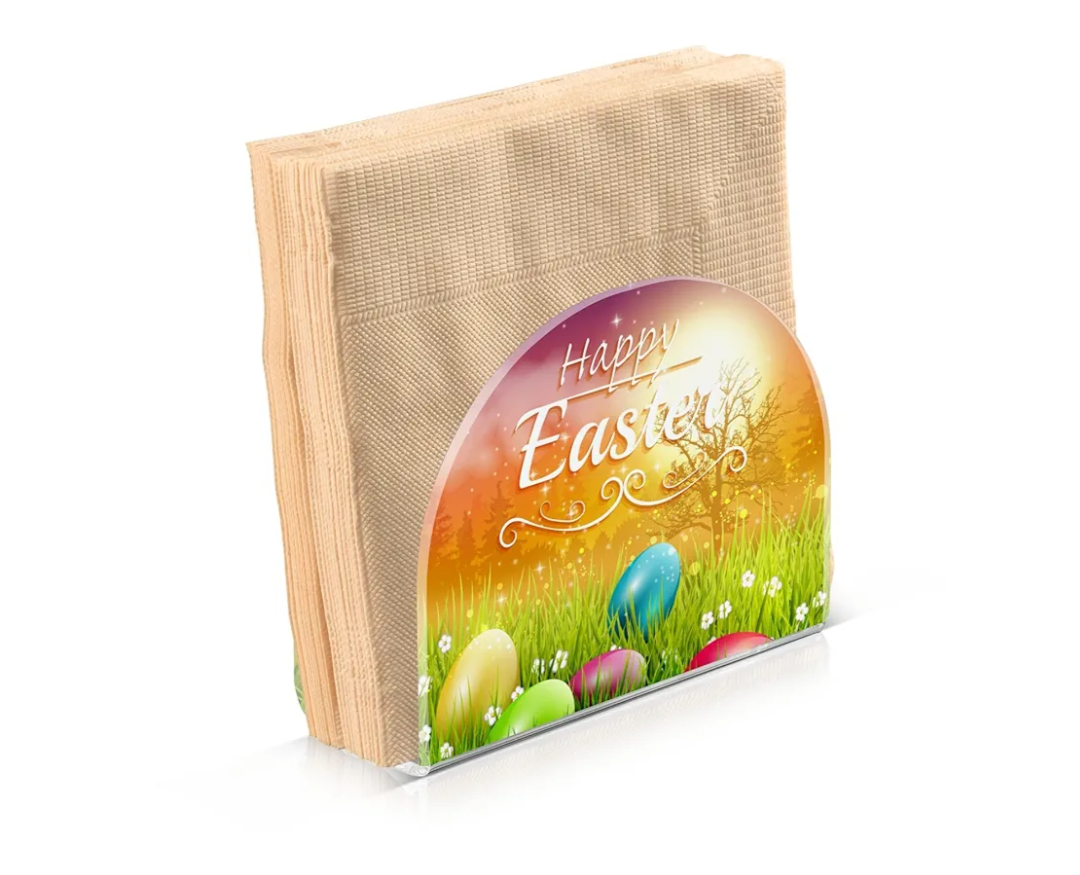 Napkin Holder for Table, Happy Easter Eggs Acrylic Napkin Holder for Party Guest Cocktail Dispenser Paper Stand Kitchen Dining Room Decors