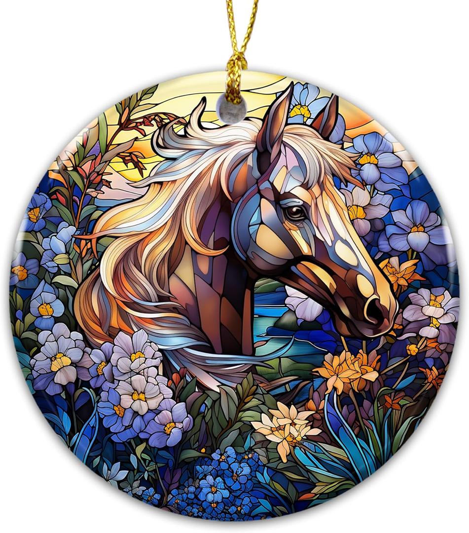 3 x Horse Ornament 2025  White Elephant Gift Ornament for Horse Lovers, Artistic Equestrian Christmas Decoration, Unique Horse Lover Gift for Tree, Home, or Stable Decor