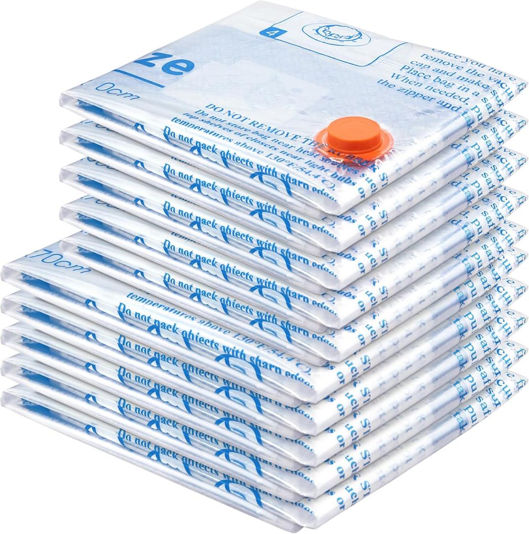 MEIQIHOME Vacuum Storage Bags, Space Saver Sealer Bags,Vacuum seal bags for clothing, Pillows, Comforters, Blankets, Bedding,Travel,10 COMBO (5 Jumbo 5 Large)