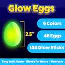 PartySticks 48 Easter Glow Eggs & 144 mini Glow Sticks 192pcs Total, Glow-in-the-Dark Kids Teens Adults Easter Basket Stuffers Fillers Gift for Hunt Game, Party Favors, Boys Girls Classroom Prizes