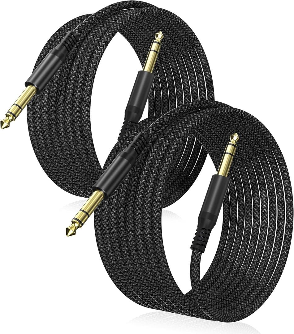 Elebase 1/4 Inch TRS Instrument Cable 10ft 2Pack,Straight 6.35mm Male Jack Stereo Audio Interconnect Cord,6.35 mm Balanced Line for Electric Guitar,Bass,Keyboard,Mixer,Amplifier,Amp,Speaker,Equalizer