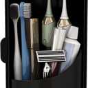 Dustproof Toothbrush Holders with Cover, Rotating Electric Toothbrush and Toothpaste Holder for Bathroom Countertop, 3 Slots Makeup Brushes Organizer, Solid Black