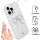 2 x Designed for iPhone 12 Pro Cases with Camera Lens Protection, Cute 3D Metal Bow Phone Cover Clear Soft Protective Case for iPhone 12 Pro Case (Silver)