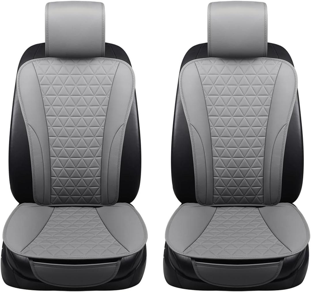 Black Panther Car Seat Covers - Full Set Leather Seat Covers, Waterproof Seat Protectors Universal Fit for 95% of Vehicle Models - Gray