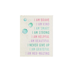 WUCHJ Positive Affirmations for Kids Wall Art Poster, Mermaid Room Decor for Girls, Pastel I Am Brave Kind Smart Inspirational Canvas Prints Artwork for Girls Bedroom Dorm Apartment Decor, 12x16 Inch