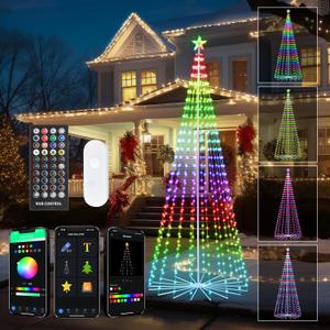 FANCILLUMA 10 FT Outdoor Christmas Tree,Smart APP Remote Control RGB Color Changing DIY Timer 514 LED Christmas Tree for Indoor Outdoor Decorations