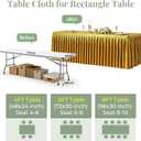 Gold Satin Tablecloths Rectangle 6FT, Glitter Spandex Fitted Stretch Table Covers Wrinkle-Free Floor Length Shimmer Table Skirt for Weddings Parties Baby Shower Banquets Vendor Events