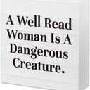 Funny Librarian Bookish Appreciation Thank You Gift for Women Book Lovers Her Friend Coworkers Librarian A Well Read Woman Desk Decor Decorative Wooden Box Sign 5 X 5 Inch