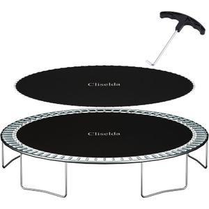Cliselda Trampoline Replacement Mat, Fits 12 ft 14 ft 15 ftRound Trampoline Frame with 72/88/96 V-Rings and Spring Tool, Fits 5.5-7" Springs, Jumping Mat (Excluding Frame and Spring) (14FT /147'' Mat-72 Rings Fits 6.5-7'' Spring)