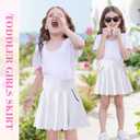 Toddler Girl Skirts with Shorts and Pockets Athletic Shorts Skirts for Girl A Line Scalloped Tennis Skater Skorts (White)