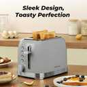 Toaster 2 Slice Retro Stainless Steel with 1.5 Extra Wide Slots Bagel, Defrost, Reheat, Cancel Functions, 6 Bread Shade Settings, Removable Crumb Tray, Gray