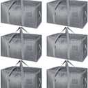 BALEINE 6-Pack Oversized Moving Bags with Reinforced Handles, Heavy-Duty Storage Tote for Clothes, Moving Supplies (Winter Grey, 6-Pack)
