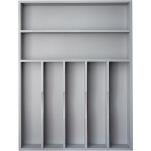 Besilord Silverware Organizer 13 Inch Gray Bamboo Kitchen Drawer Organizer 7 Slots Utensil Organizer Silverware Holder Cutlery Organizer Flatware Tray (Large)