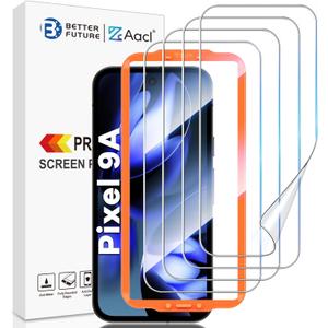 AACL 4 Pack for Google Pixel 9a Screen Protector [Not Glass] - Film for Pixel 9a Screen Protector [Fingerprint Compatible][Alignment Tool][7H Hybrid][2025]