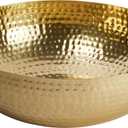 Creative Co-Op Round Hammered Metal Bowl, Gold Finish, 14"
