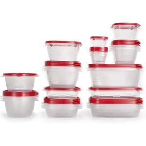 Rubbermaid TakeAlongs Food Storage Containers, 52 Piece Plastic Container Set, Dishwasher and Microwave Safe Meal Prep, Snack, and Lunch Container, BPA Free, Ruby Red