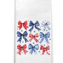 Patriotic 4th of July Kitchen Towels, Coquette Girly Red White and Blue Bow Hand Towels for Bathroom Kitchen Decorative, Independence Day Memorial Dish Tea Towels Drying Cloth, 16x24 Inch