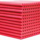 12pcs 12" 30cm Acoustic Soundproof Sound Absorbing Insulation Foam Sponge Board (Red)
