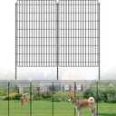 Metal Garden Fence 48 in x 25.3 ft, Tall Outdoor Dog Fence with Stakes