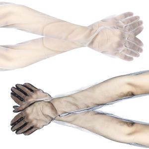 Women's Sexy Sheer Gloves Mesh Tulle Super Long Gloves Finger Glove Opera Christmas Costume Party Dance Glove 2 Pairs (Black, White) (Blue)