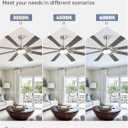 ZMISHIBO 62 inch Brushed Nickel Modern Ceiling Fan with Light and Remote, Indoor/Outdoor Industrial Ceiling Fan for Living Room Patio, 6 Speed Reversible Quiet DC Motor, 3 CCT, Dual Finish 8 Blades
