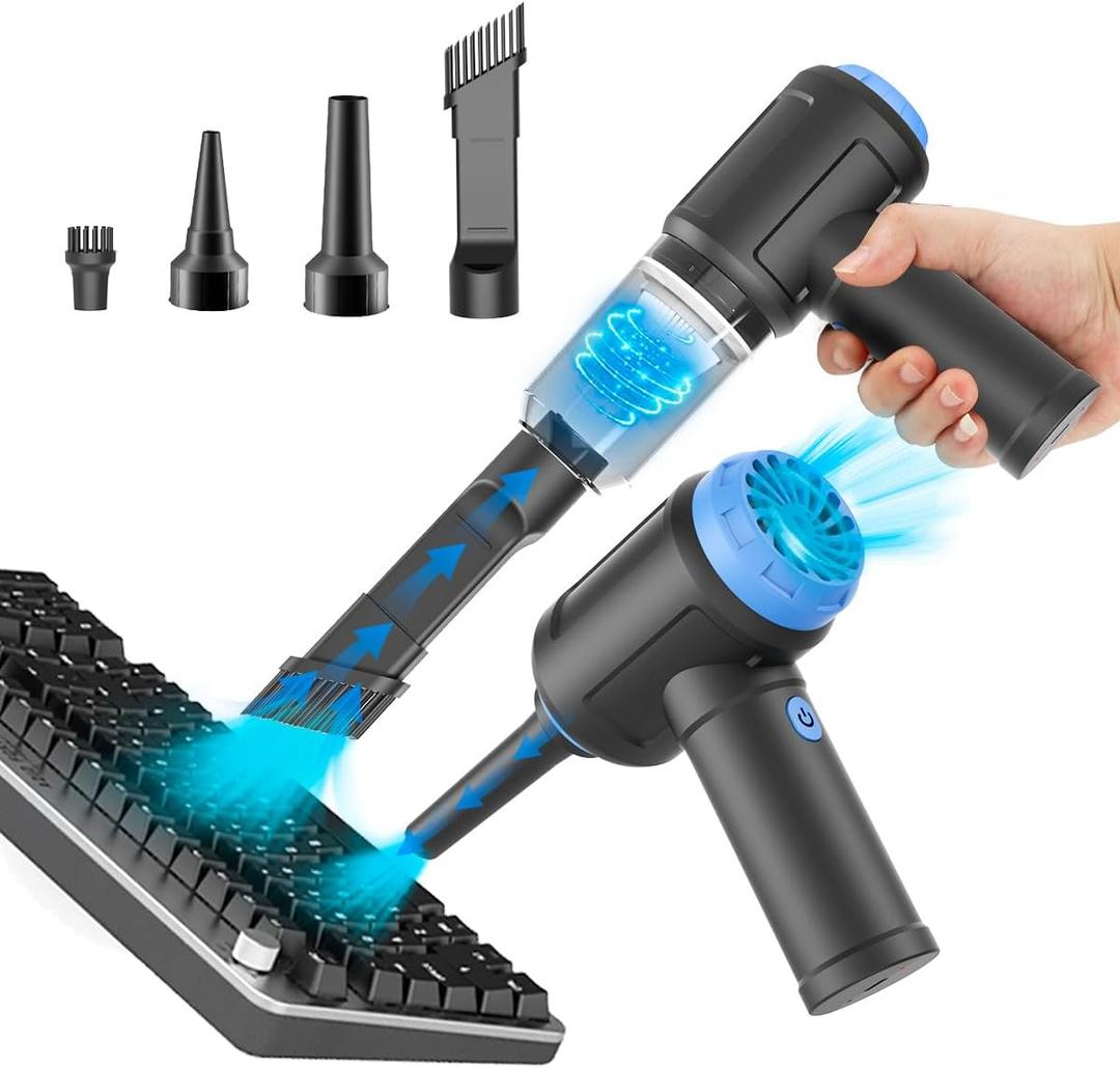 Meudeen Air Duster - Computer Vacuum Cleaner - for Keyboard Cleaning - Cordless Canned Air - 110000RPM Powerful PC Cleaner(VC08) (Blue)