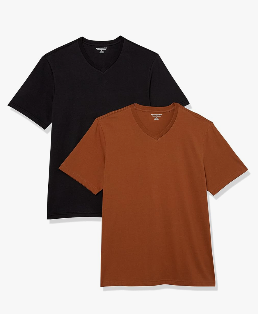 Amazon Essentials Men's Short-Sleeve V-Neck T-Shirts, Pack of 4, Large