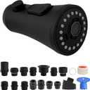 Hibbent Pull Down Kitchen Faucet Head Replacement, 3-Function Kitchen Sink Spray Nozzle with 15 Adapters, Compatible with Moen, American Standard, Delta, Kohler Faucets, Matte Black