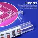 Mahjong Rack with Pushers, 4-Piece Premium Acrylic Mahjong Racks with Built-in Pushers & Rotating Bases - Crystal-Clear Set for Easy Play