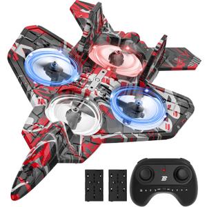 BEZGAR HQ057X RC Fighter AirplaneMini Drone Remote Control Jet Plane Stunt Drone for Adults & Kids Toy with Light Gift for Kids Beginner Red