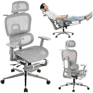 Mesh Ergonomic Office Chair with Footrest,High Back Mesh Gaming Chair with Lumbar Support,Back Support,Adjustable Headrest and Armrests for Home Office