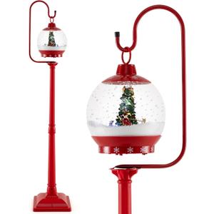 68" Christmas Streetlamp, Sound-Activated Spinning Streetlight with Music, Snowy Effects & Festive Scene, Color-Changing Globe Lamp Post for Porch, Indoors