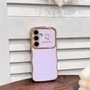 NITITOP Compatible with Samsung Galaxy S23 FE Case Cute Luxury Women Girls Men with Love Heart Electroplated Pattern Curly Wave Frame Raised Camera Shockproof Protection Cover-Lavender Purple