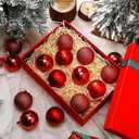 Liliful 30 Pcs Red 2.36'' Christmas Balls Ornaments with 30 Pcs Velvet Bows for Christmas Tree Shatterproof Plastic Hanging Ornaments Decorations for Holiday Wreath Indoor Outdoor Party Decor