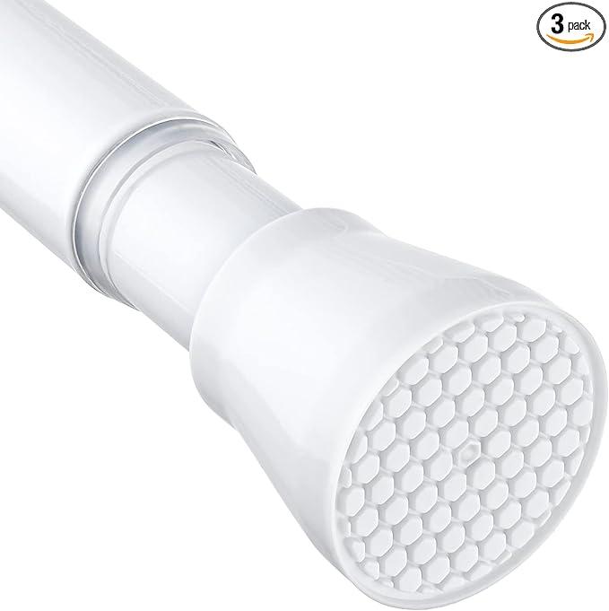 White Tension Curtain Rod for Windows 28 to 48 inch, Adjustable Expandable Pressure Spring Curtain Rod No Drilling, 7/8" Curtain Rod for Bedroom Doorway Closet Door