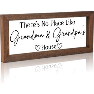 Yousoontic Grandparents Gift from Grandkids There's No Place Like Grandma & Grandpa's House Wooden Sign Farmhouse Home Decor for Father's Day Birthday Christmas Thanksgiving Gift (Black,11.8 Inch)