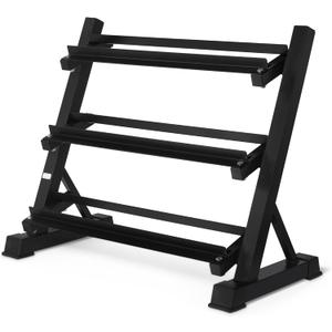 Amazon Basics 3-Tier Adjustable Dumbbell Weight Rack, Sturdy Steel Stand Only, Black