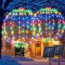 Joomer Christmas Solar Ball Lights, 13IN & 11IN Foldable Metal Sphere Lights Waterproof 8 Modes with Hook, Solar Powered Hanging Globe Light for Outdoor Christmas Decor (2 Pack, Multicolor)